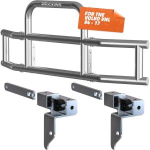 imageMockins 90x115x255 Bumper Guard ampamp Front Bumper Bracket Set for 20042017 Volvo VNL Models  Folding Stainless Steel Grille Guard ampamp Mounting Bracket Kit for AllWeather Semi Truck Protection
