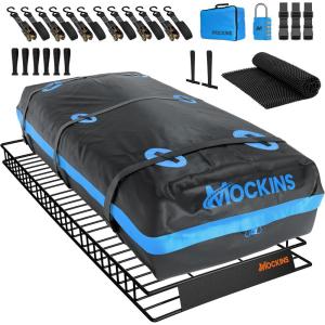imageMockins Heavy Duty 90quotx50quotx6quot Roof Rack Basket ampamp 35 Cubic Ft Rooftop Cargo Carrier Bag Bundle
