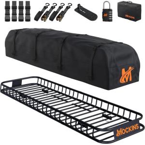 imageMockins XL 84quotx39quotx6quot Extendable Roof Rack Cargo Carrier ampamp 35 CuFt Waterproof Cargo Bag for Top of Car  3 Length Sizes 40quot63quot84quot Luggage Rack for SUV Car ampamp Truck with Roof Basket Accessories85L x 24W x 4H  20 CuFt Roof Bag