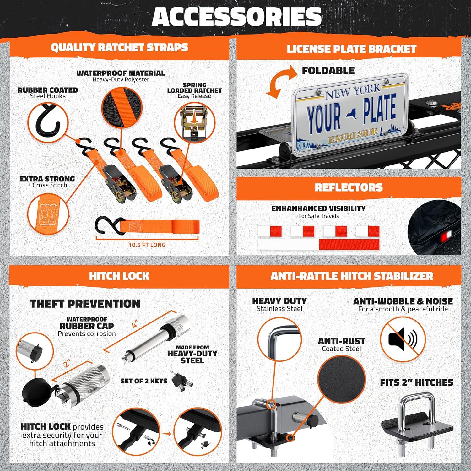 image40quotx40quotx6quot Square Heavy Duty Hitch Cargo Carrier wPlate Bracket ampamp 30 Cubic Ft Square Cargo Carrier Bag Bundle