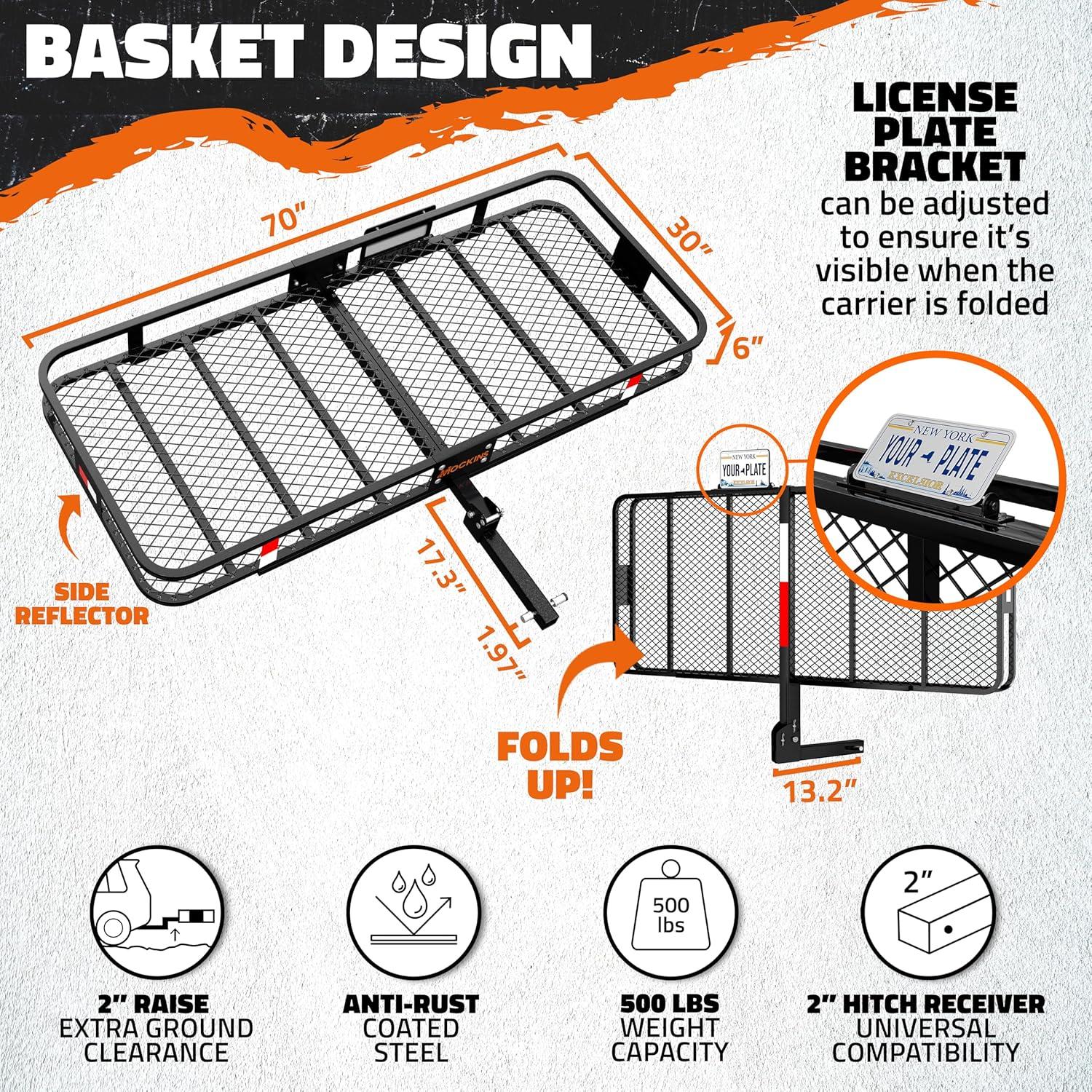 image70quotx30quotx6quot Folding Trailer Hitch Cargo Carrier ampamp 40 Cubic Ft Waterproof Hitch Cargo Carrier Bag Bundle