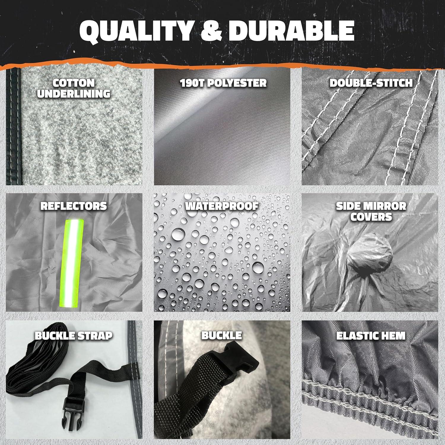 imageMockins 182quotx74quotx68quot Small SUV Car Cover  190T Polyester Indoor ampamp Outdoor Car Covers for Automobiles All Weather Protection from Dust UV Light Rain Snow ampamp Frost  Car Tarp wStrap ampamp Carry BagSUV  Small  182 x 74 x 68