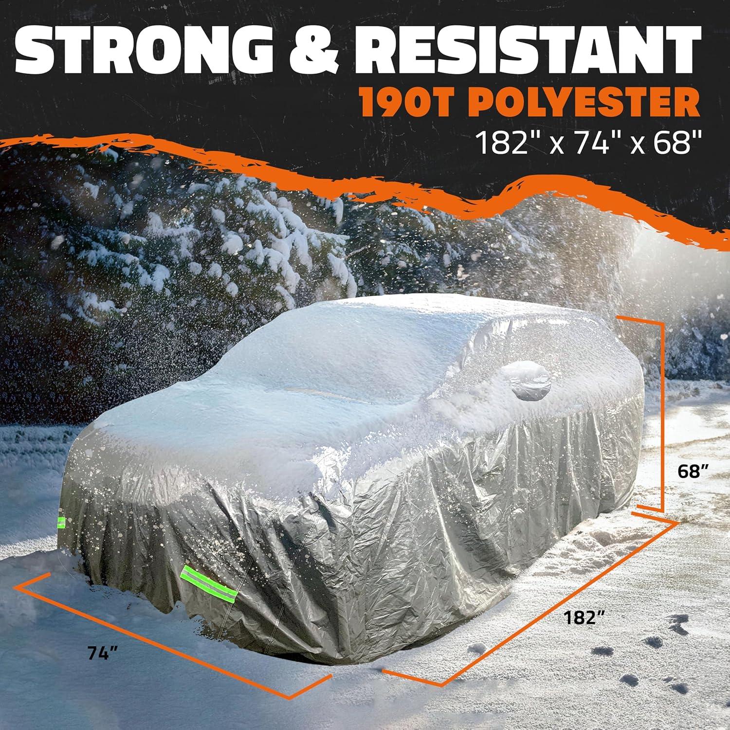 imageMockins 182quotx74quotx68quot Small SUV Car Cover  190T Polyester Indoor ampamp Outdoor Car Covers for Automobiles All Weather Protection from Dust UV Light Rain Snow ampamp Frost  Car Tarp wStrap ampamp Carry BagSUV  Small  182 x 74 x 68