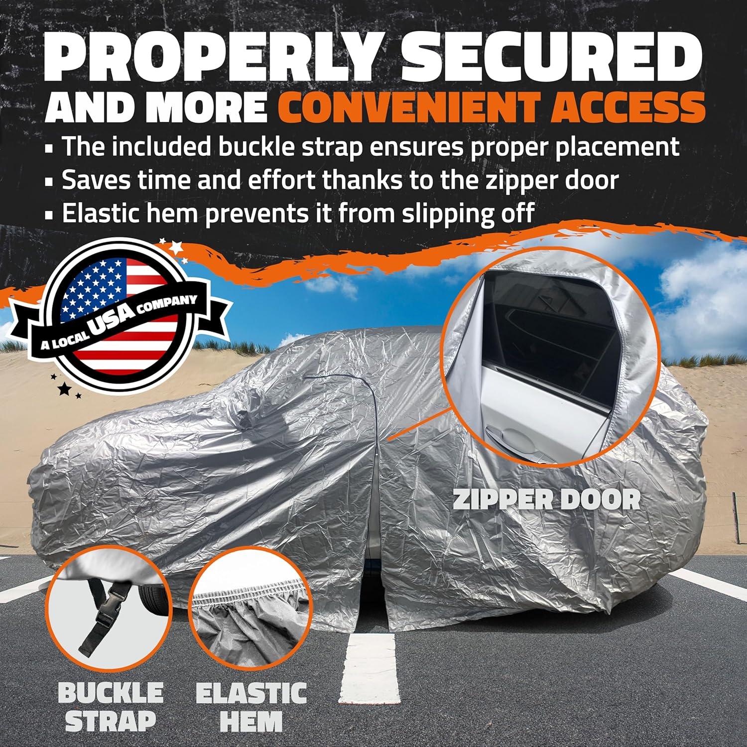 imageMockins 182quotx74quotx68quot Small SUV Car Cover  190T Polyester Indoor ampamp Outdoor Car Covers for Automobiles All Weather Protection from Dust UV Light Rain Snow ampamp Frost  Car Tarp wStrap ampamp Carry BagSUV  Medium  190 x 75 x 72 with Zipper Door