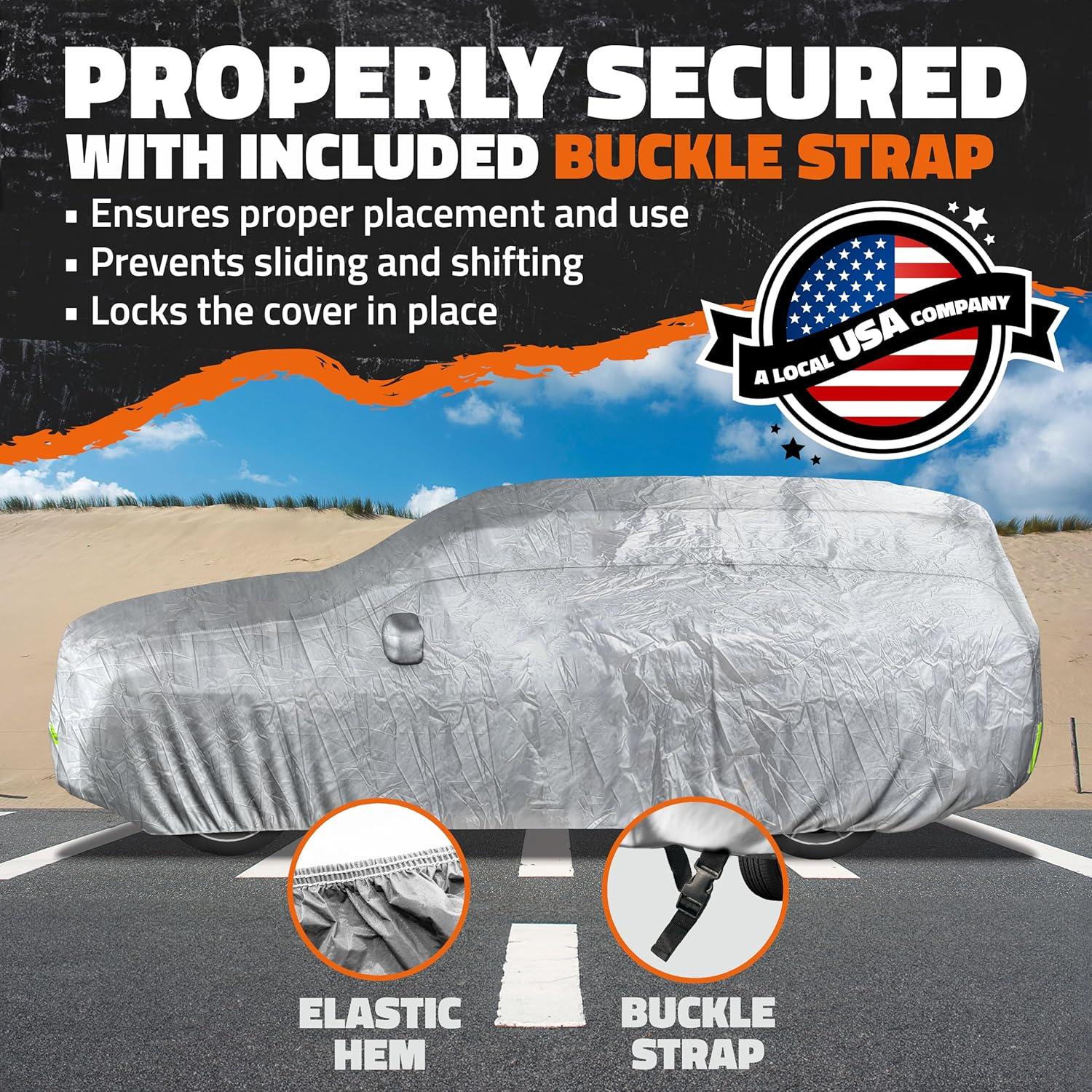 imageMockins 182quotx74quotx68quot Small SUV Car Cover  190T Polyester Indoor ampamp Outdoor Car Covers for Automobiles All Weather Protection from Dust UV Light Rain Snow ampamp Frost  Car Tarp wStrap ampamp Carry BagSUV  Small  182 x 74 x 68