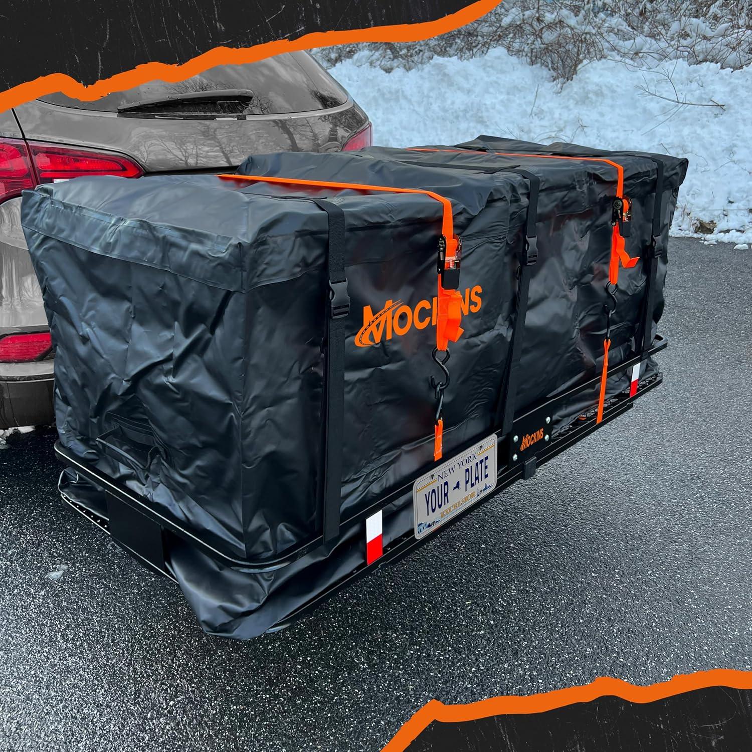 imageMockins 40 Cubic Ft Cargo Carrier Bag ampamp 70quotx30quotx6quot Folding Trailer Hitch Cargo Carrier Bundle