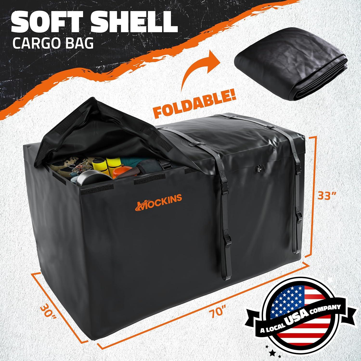 imageMockins 40 Cubic Ft Cargo Carrier Bag ampamp 70quotx30quotx6quot Folding Trailer Hitch Cargo Carrier Bundle