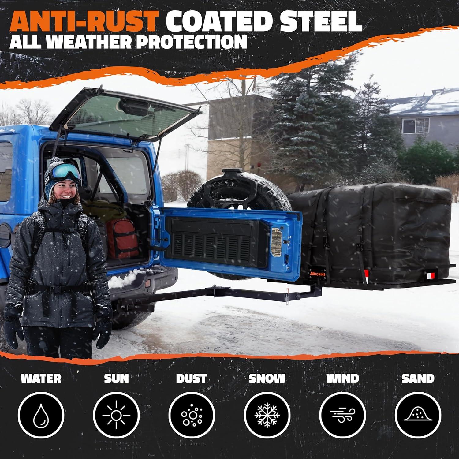 imageMockins 450 Lbs Capacity Swing Away Hitch Adapter for 2quot Receiver  120 Hitch Swing Arm Pivot Angle  Heavy Duty Swing Away Bike Rack ampamp Cargo Carrier Extender Accessory for Easy Rear Vehicle Access