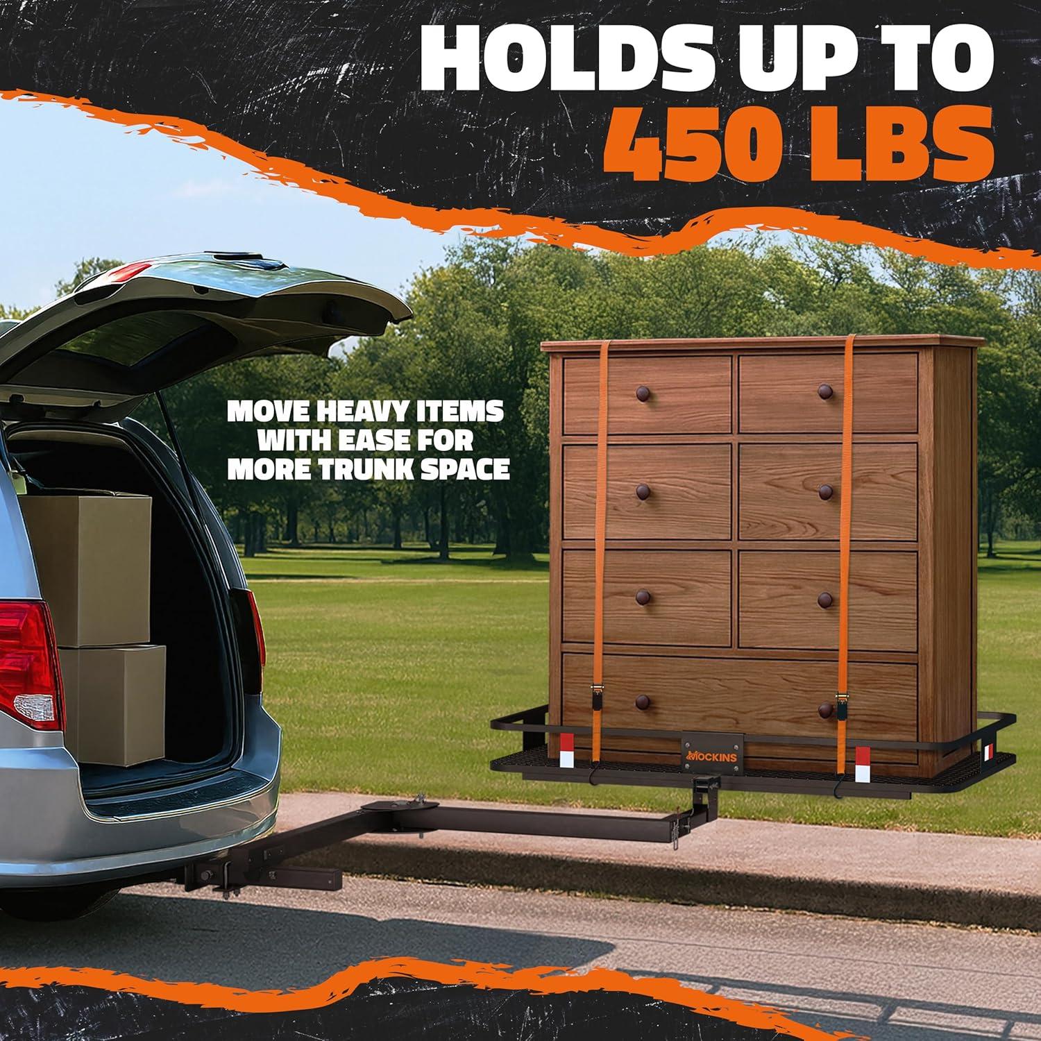 imageMockins 450 Lbs Capacity Swing Away Hitch Adapter for 2quot Receiver  120 Hitch Swing Arm Pivot Angle  Heavy Duty Swing Away Bike Rack ampamp Cargo Carrier Extender Accessory for Easy Rear Vehicle Access