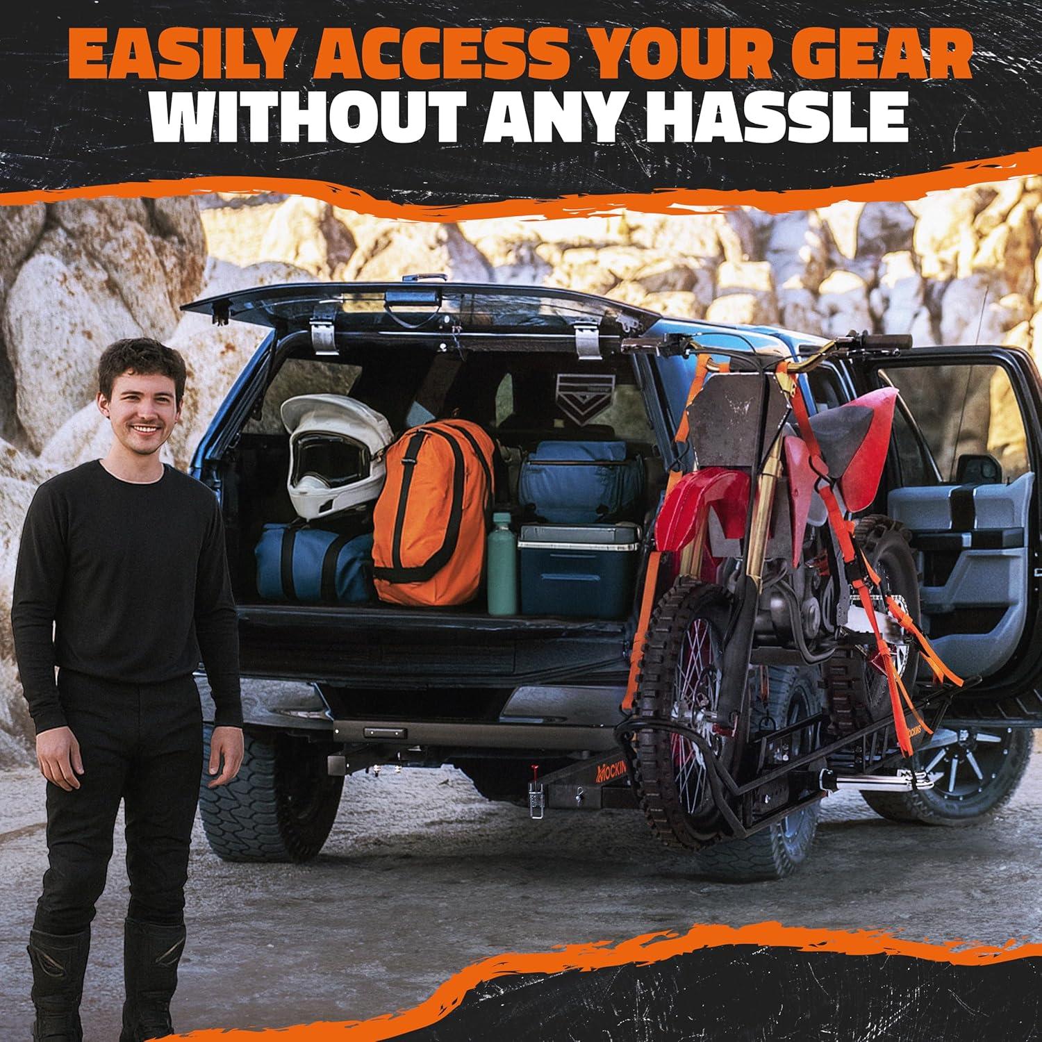 imageMockins 450 Lbs Capacity Swing Away Hitch Adapter for 2quot Receiver  120 Hitch Swing Arm Pivot Angle  Heavy Duty Swing Away Bike Rack ampamp Cargo Carrier Extender Accessory for Easy Rear Vehicle Access