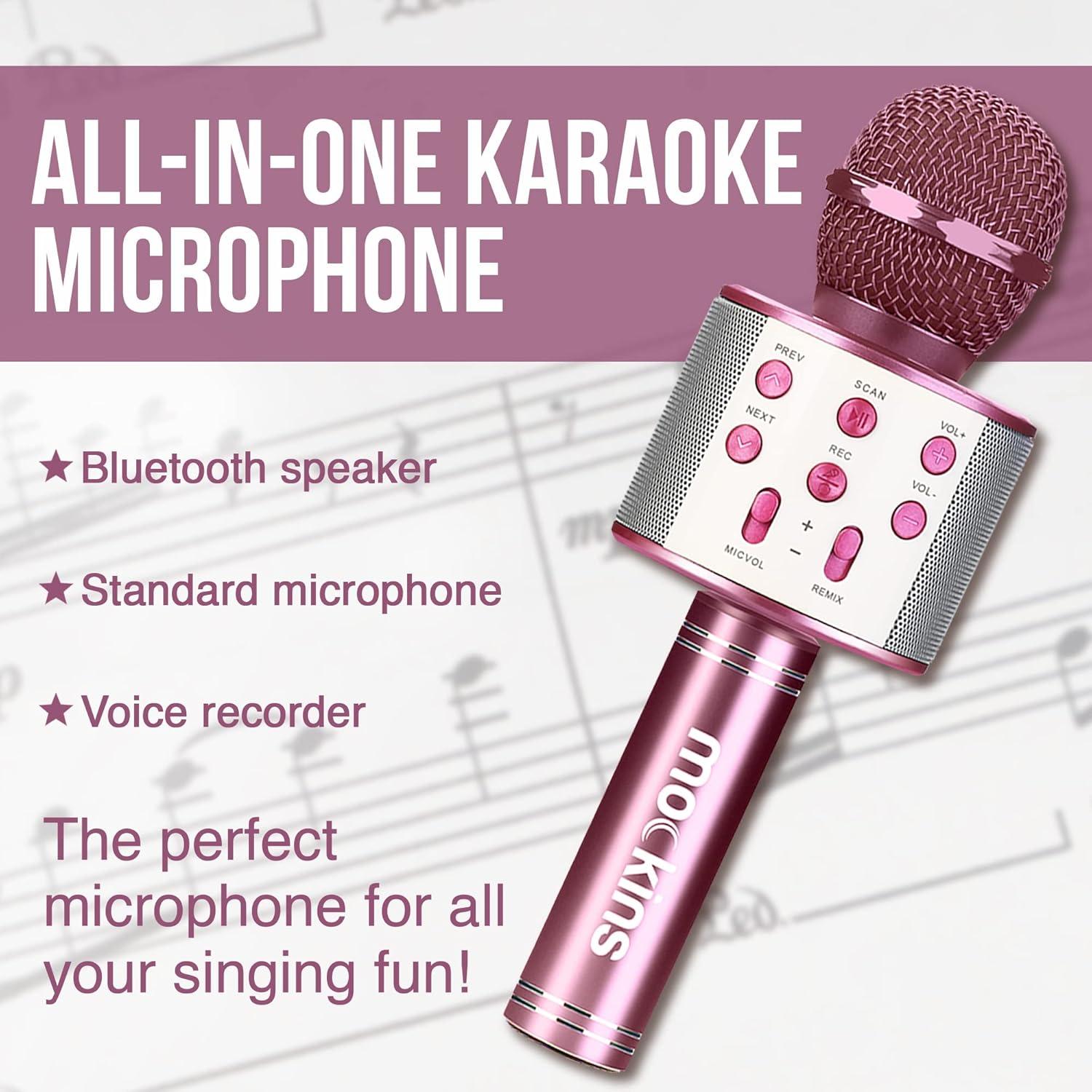 imageMockins Silver Bluetooth Karaoke Microphone for Kids with Built in Wireless Speaker Wireless Microphone Karaoke Compatible with iOS ampamp Android  AllinOne MicPurple