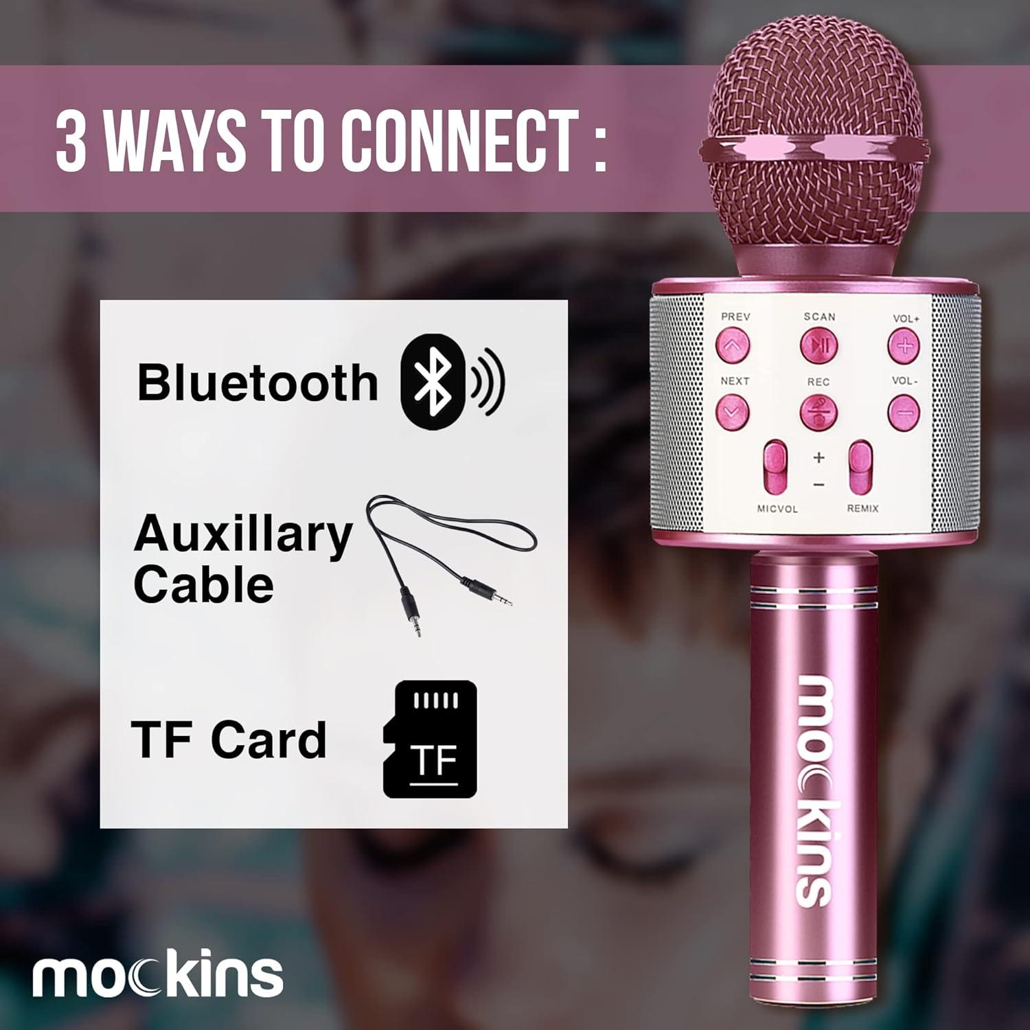 imageMockins Silver Bluetooth Karaoke Microphone for Kids with Built in Wireless Speaker Wireless Microphone Karaoke Compatible with iOS ampamp Android  AllinOne MicPurple