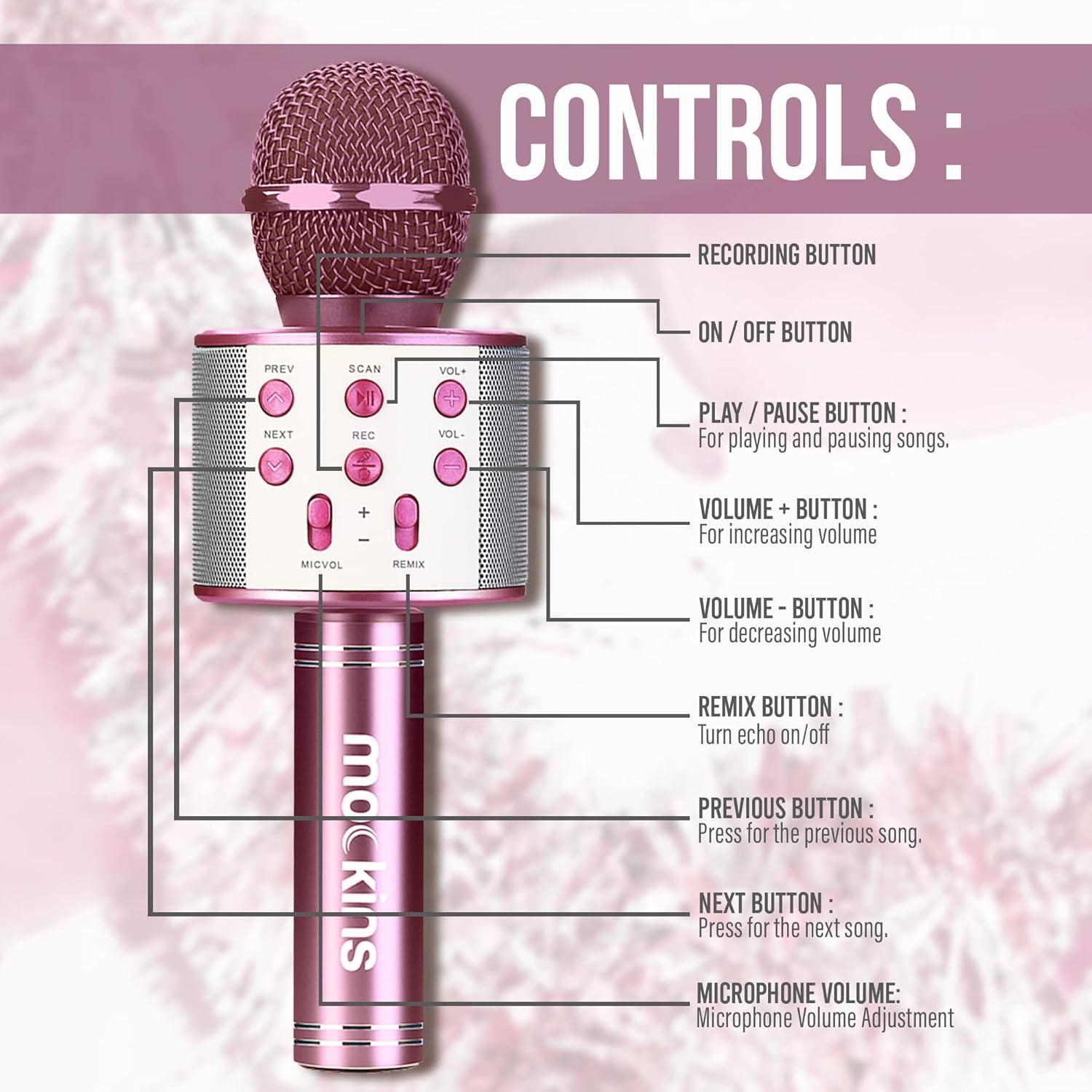 imageMockins Silver Bluetooth Karaoke Microphone for Kids with Built in Wireless Speaker Wireless Microphone Karaoke Compatible with iOS ampamp Android  AllinOne MicPurple