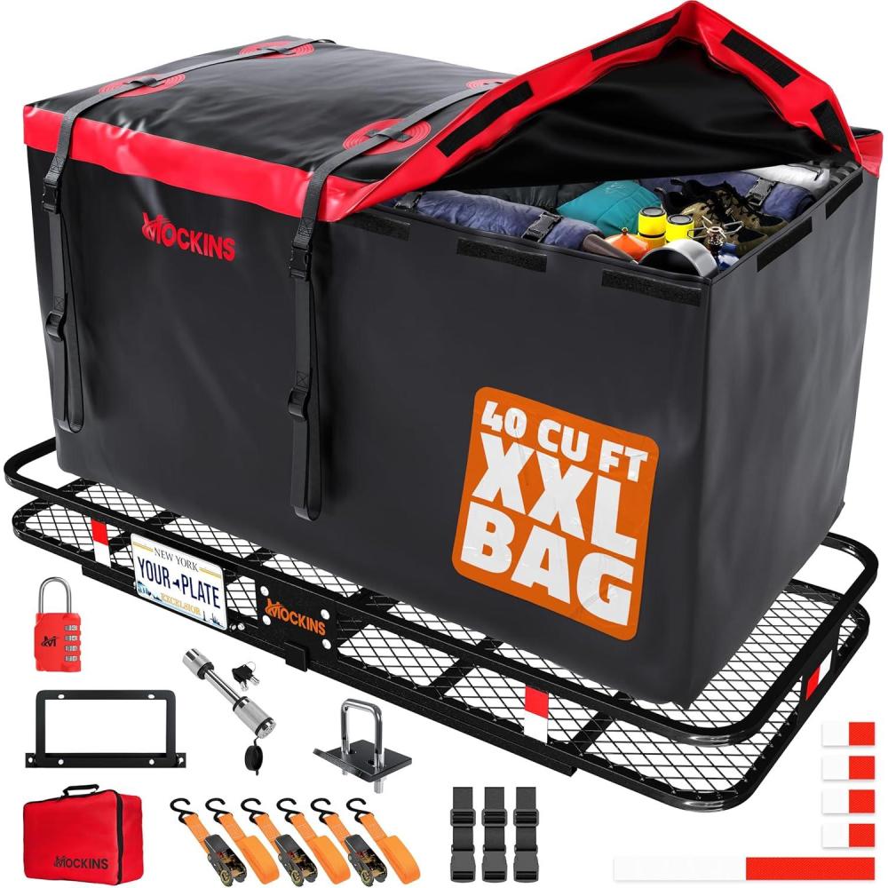 image70quotx30quotx6quot Folding Trailer Hitch Cargo Carrier ampamp 40 Cubic Ft Waterproof Hitch Cargo Carrier Bag Bundle