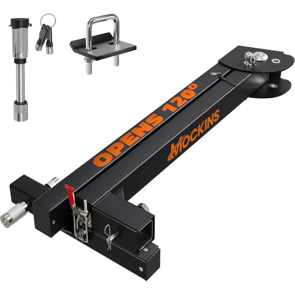 imageMockins 450 Lbs Capacity Swing Away Hitch Adapter for 2quot Receiver  120 Hitch Swing Arm Pivot Angle  Heavy Duty Swing Away Bike Rack ampamp Cargo Carrier Extender Accessory for Easy Rear Vehicle Access
