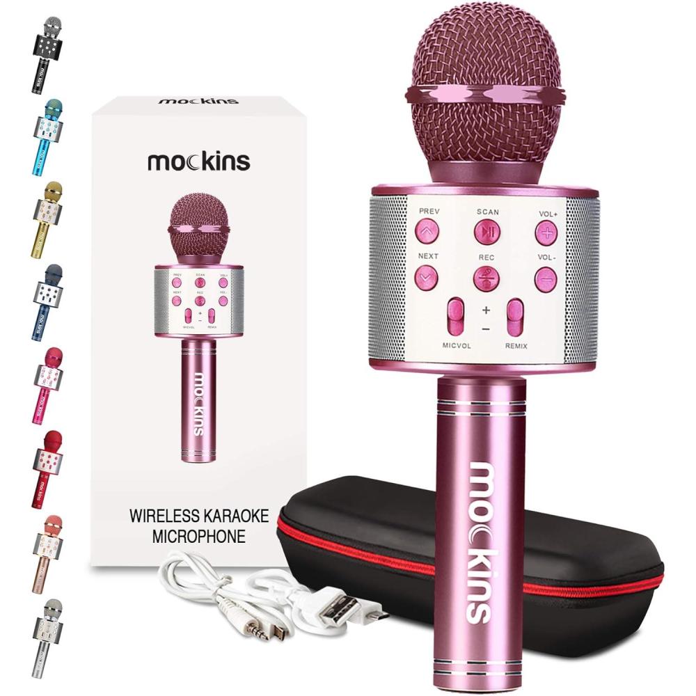 imageMockins Silver Bluetooth Karaoke Microphone for Kids with Built in Wireless Speaker Wireless Microphone Karaoke Compatible with iOS ampamp Android  AllinOne MicPurple