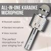 imageMockins Silver Bluetooth Karaoke Microphone for Kids with Built in Wireless Speaker Wireless Microphone Karaoke Compatible with iOS ampamp Android  AllinOne MicSilver