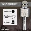 imageMockins Silver Bluetooth Karaoke Microphone for Kids with Built in Wireless Speaker Wireless Microphone Karaoke Compatible with iOS ampamp Android  AllinOne MicSilver