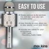 imageMockins Silver Bluetooth Karaoke Microphone for Kids with Built in Wireless Speaker Wireless Microphone Karaoke Compatible with iOS ampamp Android  AllinOne MicSilver