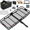 imageMockins 25 Cubic Ft Black Cargo Carrier Bag ampamp 60quotx24quotx6quot Folding Tow Hitch Cargo Carrier Bundle