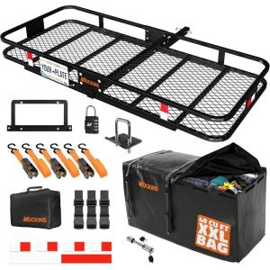 imageMockins 40 Cubic Ft Cargo Carrier Bag ampamp 70quotx30quotx6quot Folding Trailer Hitch Cargo Carrier Bundle