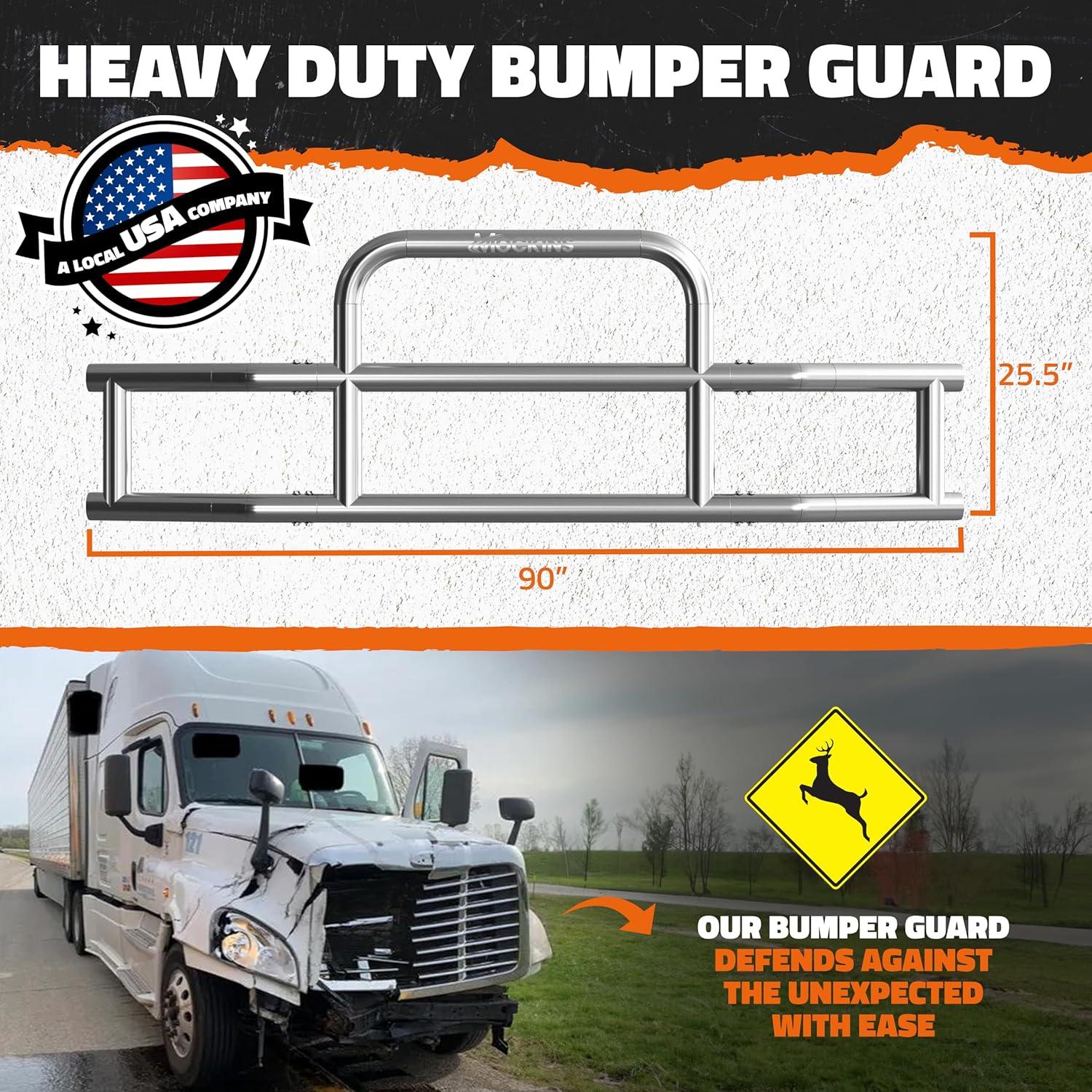 imageMockins 90x115x255 Bumper Guard ampamp Front Bumper Bracket Set for Freightliner Cascadia Models 0717  Folding Stainless Steel Grille Guard ampamp Mounting Bracket Kit for Semi Truck Protection