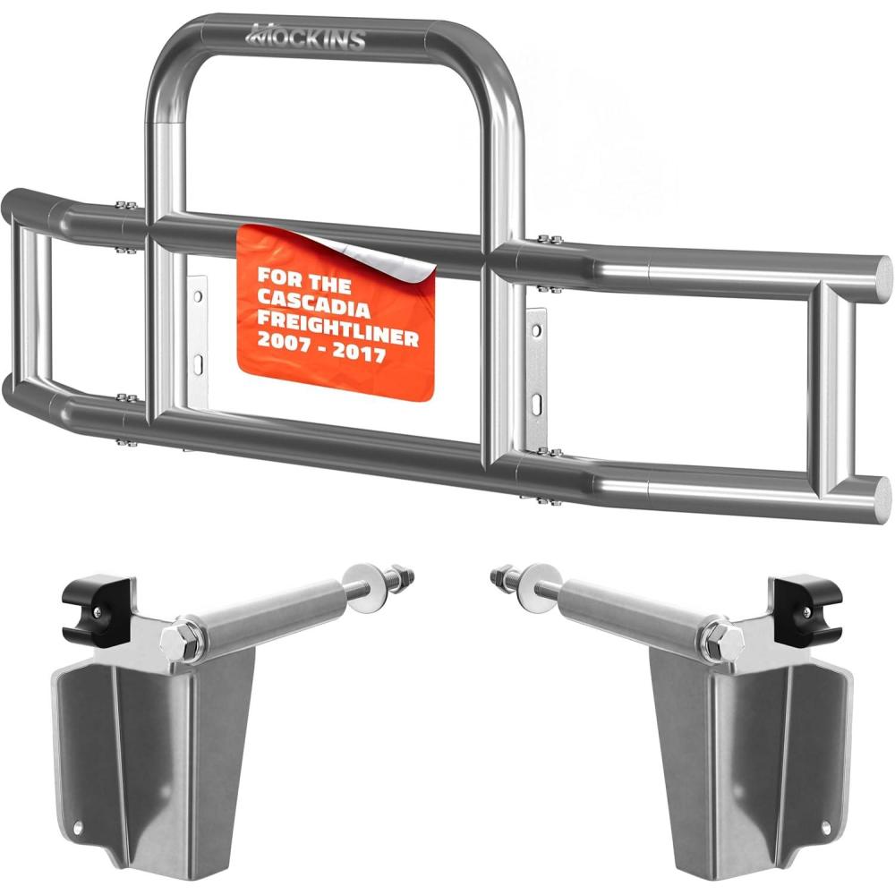 imageMockins 90x115x255 Bumper Guard ampamp Front Bumper Bracket Set for Freightliner Cascadia Models 0717  Folding Stainless Steel Grille Guard ampamp Mounting Bracket Kit for Semi Truck Protection