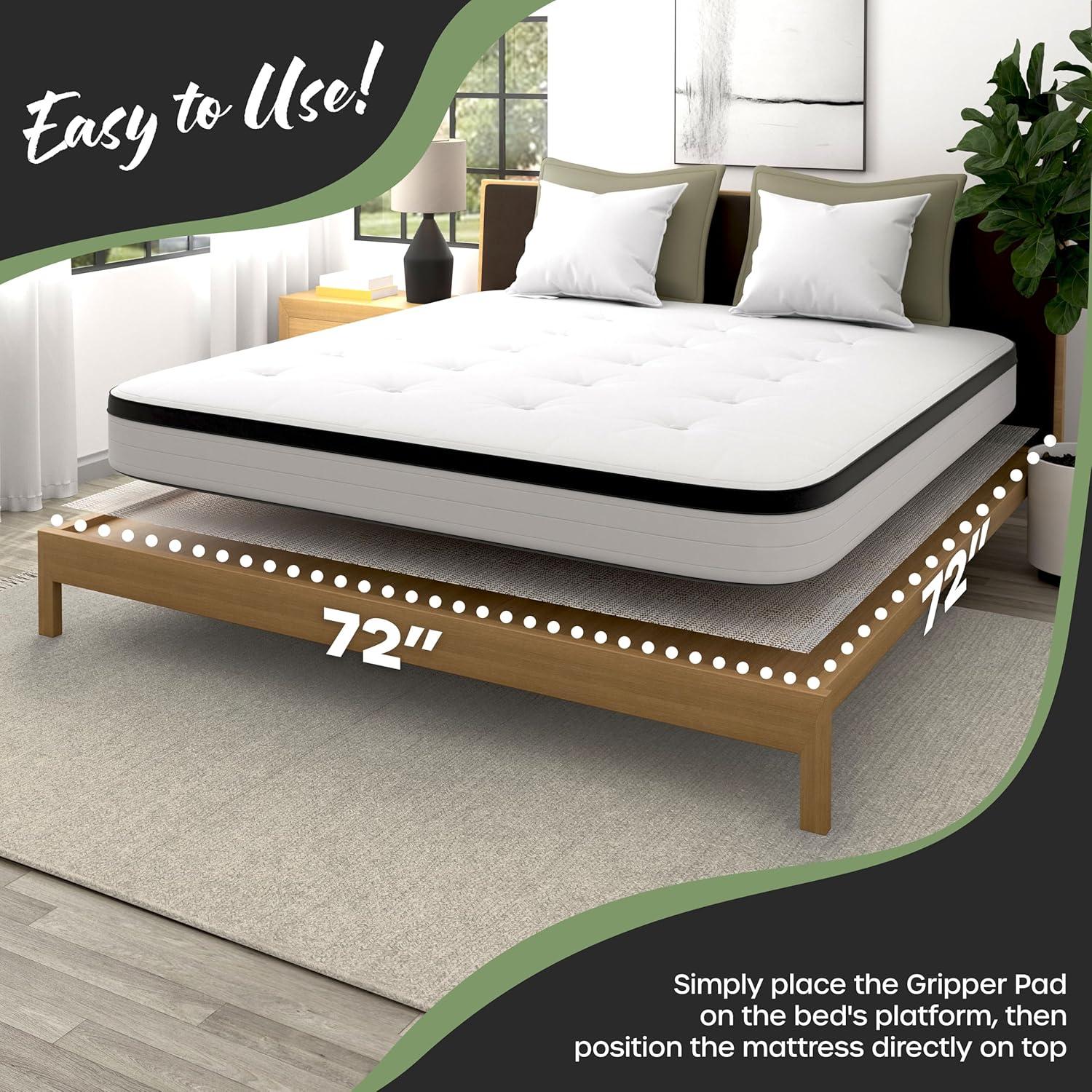 imageNevlers King Size 72quot x 72quot Mattress Slide Stopper  Non Slip Mattress Gripper Pad  Durable OpenWeave PVC Foam Design Bed Slide Stopper Pad  6 ft x 6 ft Sleep Support Grip to Keep Bed from Sliding