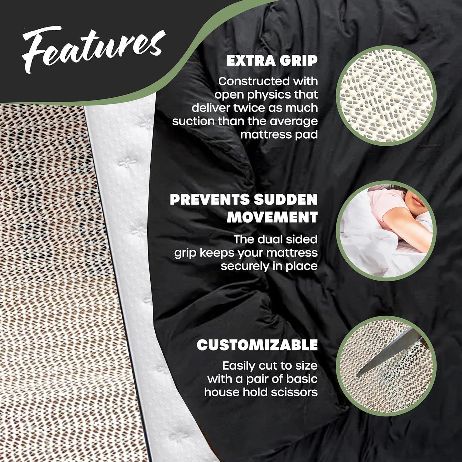 imageNevlers King Size 72quot x 72quot Mattress Slide Stopper  Non Slip Mattress Gripper Pad  Durable OpenWeave PVC Foam Design Bed Slide Stopper Pad  6 ft x 6 ft Sleep Support Grip to Keep Bed from Sliding