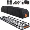 imageMockins 50x36x45 Extendable Rooftop Cargo Carrier amp 18 CuFt Orange Waterproof Roof Cargo Bag  250 Lbs Capacity Weatherproof SUV amp Car Roof Rack Basket with Car Top Carrier Bag amp Accessories85x24x4  20 CuFt Bag