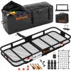imageMockins 6 Raised Shank Folding Luggage Rack 48x20x6 amp 15 Cu Ft Waterproof Cargo Bag  HeavyDuty 500 Lbs Capacity Trailer Hitch Cargo Carrier for SUV Car Truck ATV amp More wAccessoriesLarge 60 L X 20 W X 6 H  16 Cu Ft Bag