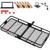 imageMockins 6 Raised Shank Folding Luggage Rack 48x20x6 amp 15 Cu Ft Waterproof Cargo Bag  HeavyDuty 500 Lbs Capacity Trailer Hitch Cargo Carrier for SUV Car Truck ATV amp More wAccessoriesXXLarge 70 L X 30 W X 6 H